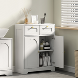 HOMCOM Bathroom Floor Cabinet with 2 Arched Doors, 2 Drawers & Adjustable Shelf – White