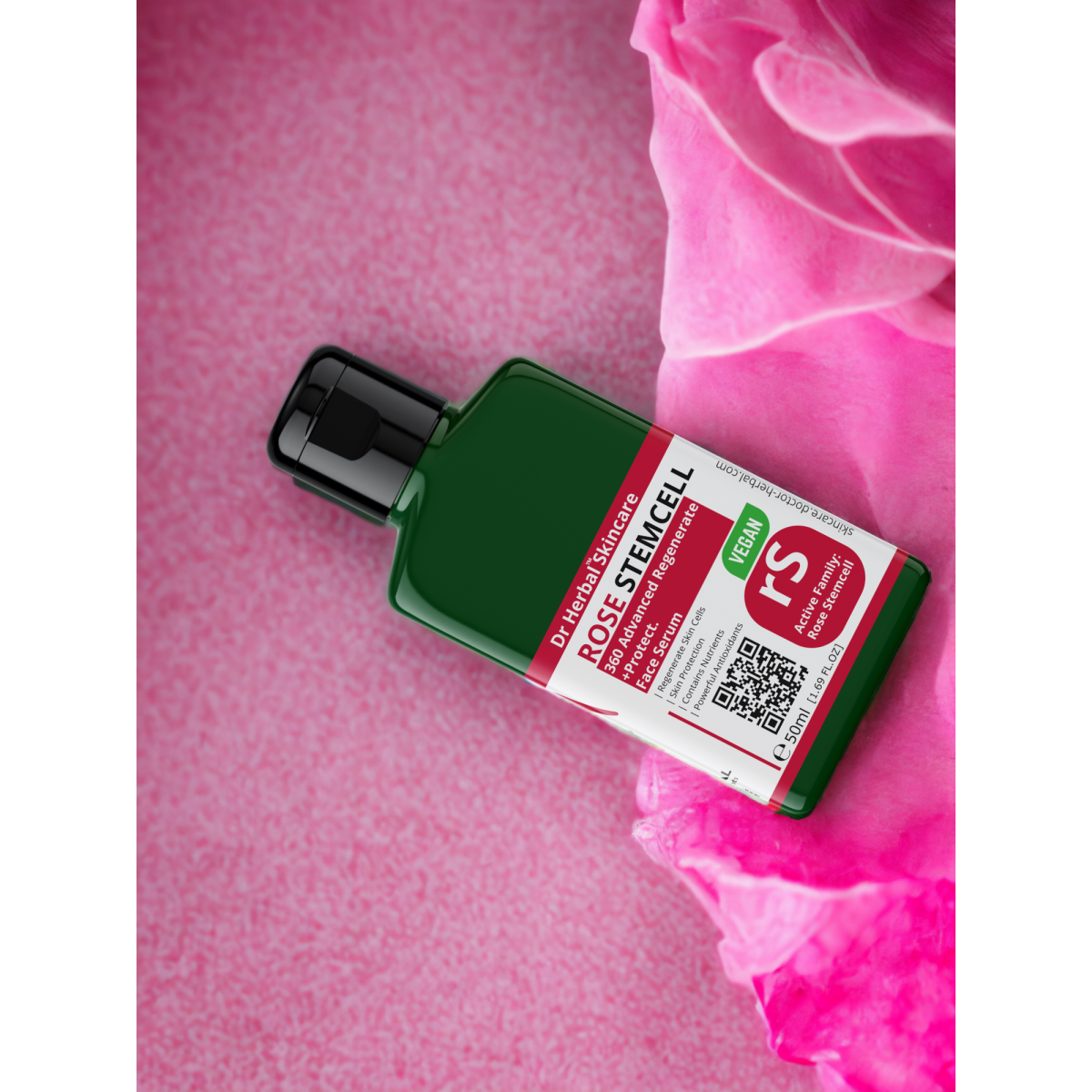 DR HERBAL Face Serum with Rose Stem Cell & Marine Collagen – Lightweight Firming Skin Care, 50ml