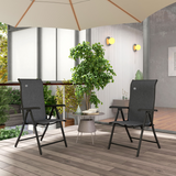 Outsunny Set of 2 Folding Rattan Garden Chairs with 7-Position Adjustable Backrest – Patio Seating, Grey