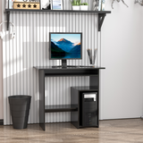 HOMCOM Compact Computer Desk with Slide-Out Keyboard Tray and Two Storage Shelves – Black