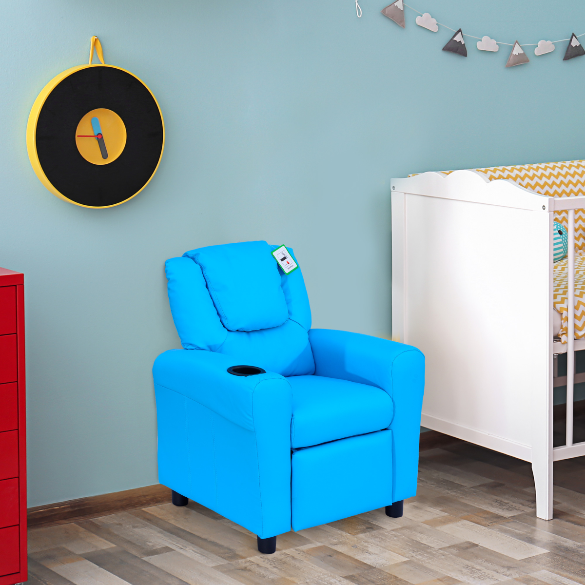 HOMCOM Kids Recliner Armchair with Footrest – Padded Mini Gaming Sofa for Games, TV and Reading