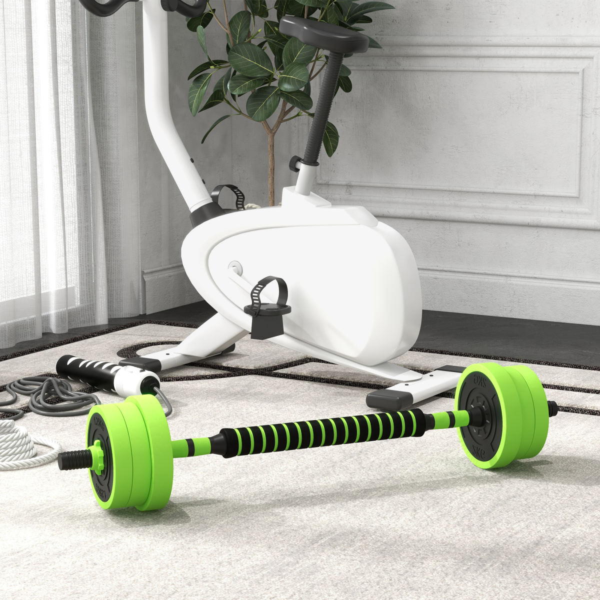 SPORTNOW 40kg 4-in-1 Adjustable Weight Set – Dumbbells, Barbell, Kettlebell & Push Up Stands, Home Gym, Green