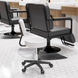 HOMCOM Adjustable Swivel Salon Chair with Padded Seat & 5 Wheels – Height 43–55cm, White