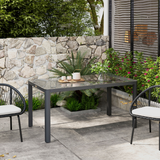 Outsunny Outdoor Dining Table for 6 with Tempered Glass Top & Powder-Coated Aluminium Frame – Patio Furniture, Grey