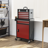 HOMCOM 5 Drawer Rolling Tool Cabinet with Top Tool Chest Combo – Steel Garage & Workshop Storage