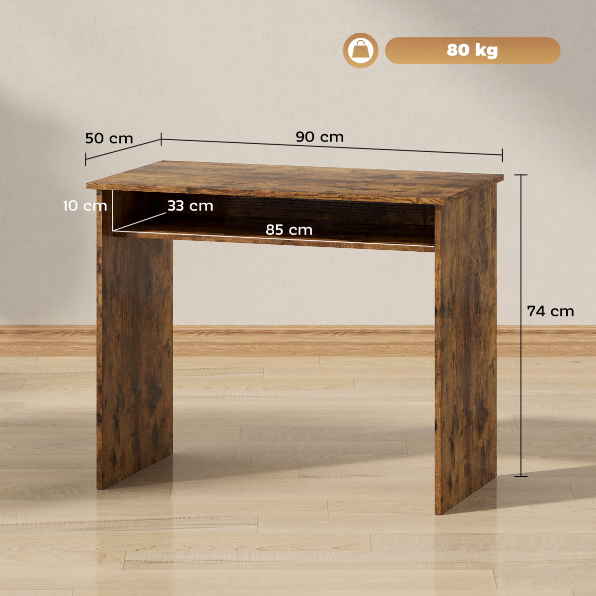 Minimalist Home Office Writing Desk with Spacious Top – Compact Study Desk for Bedrooms & Small Spaces