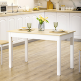 HOMCOM Dining Table for 4 to 6 People with Thick Legs and Non-Slip Feet – Kitchen Table, Oak Wood Grain