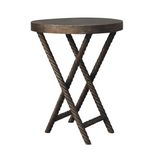 Artisan Furniture Metallic Rope Side Table – Solid Mango Wood, Rope-Design Legs for Living Room