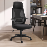 Mesh Back Office Chair with Adjustable Padded Headrest, Wide Seat & 360° Swivel – Home Office Chair, Black