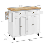 Modern Kitchen Storage Cabinet with 2 Drawers & Cupboards – Flat Top Sideboard for Kitchen and Dining Room
