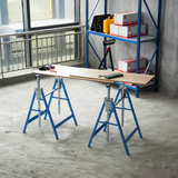 HOMCOM Set of 2 Steel Saw Horses with Adjustable Telescopic Height – Foldable Builders Trestles for DIY