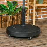 Outsunny 23.5kg Round Resin Parasol Base with Wheels & Brakes – Fits 38–48mm Poles