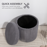 Corduroy Storage Ottoman Footstool with Lift-Off Lid – Extra Seat for Living Room & Bedroom