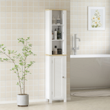 kleankin Slim Bathroom Storage Unit with Open Compartment and Adjustable Shelf – Narrow Cabinet, White
