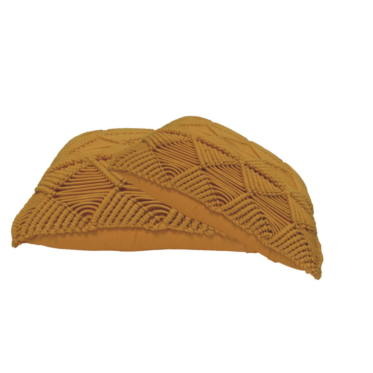 Artisan Furniture Esmi Hand Woven Cushion Set of 2 – Plump Filling, Modern Home Decor, Mustard