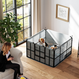 PawHut Dog Whelping Box with Washable Pee Pad, Windproof Oxford Cloth & Door – Convertible Puppy Playpen, Black