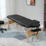 HOMCOM Portable Folding Massage Table with 2 Sections & Adjustable Height – Spa Beauty Bed, Black