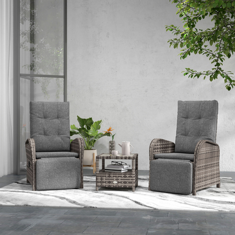 Outsunny Rattan Chaise Lounge reclined position detail