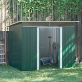 Outsunny Pent Roof Metal Garden Shed with Foundation & 4 Vents – Bike and Tool Storage, 260 x 194 x 200cm, Green