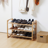 HOMCOM Bamboo Shoe Rack, 3-Tier Shoe Storage Shelf for 9 Pairs – 76 x 33 x 51cm
