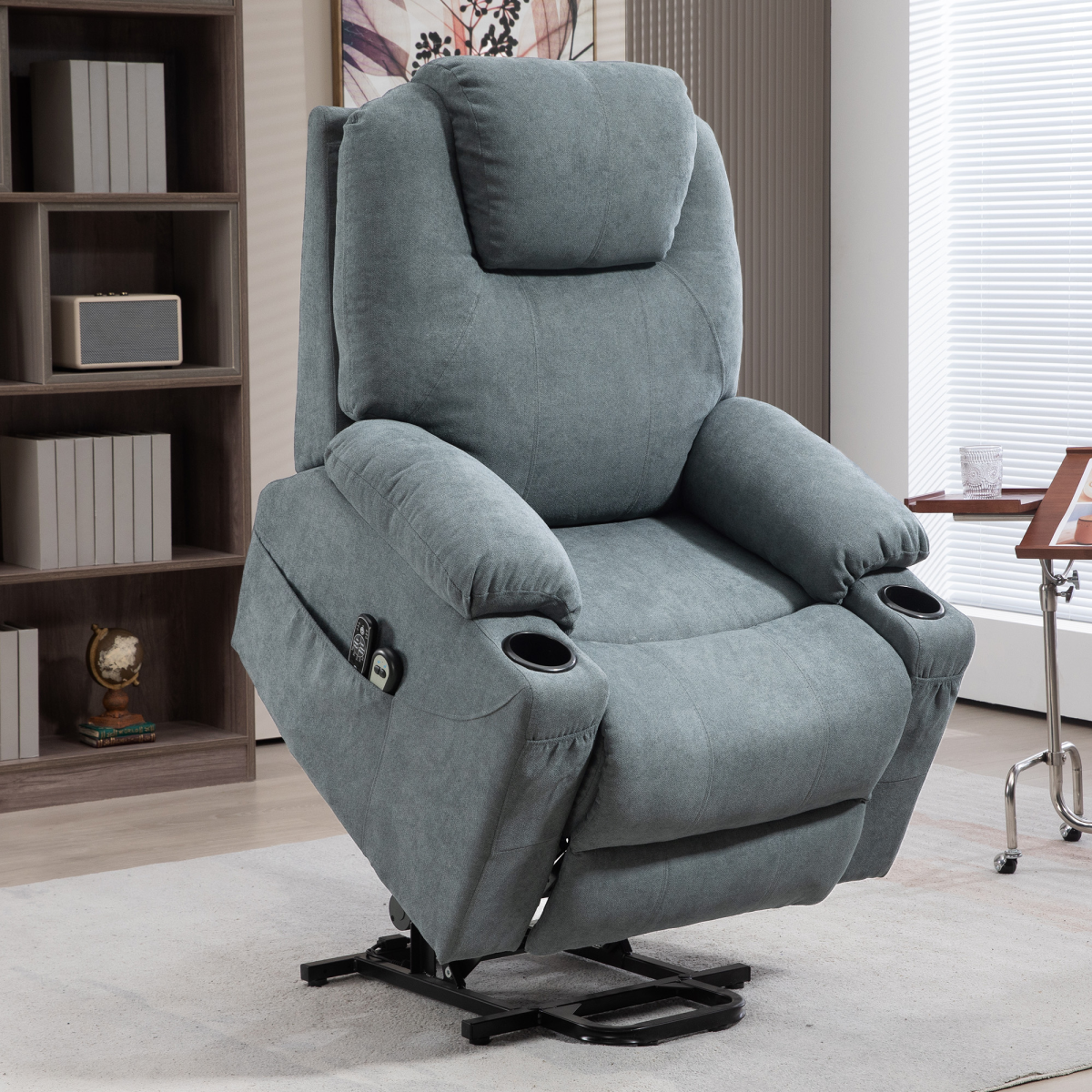 HOMCOM Lift Chair with Vibration Massage & Heat, 45° Lift and Recline – Riser Recliner, Grey