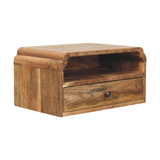 Artisan Furniture Avora Solid Mango Wood Wall-Mounted Bedside, 1 Drawer & Open Shelf – Floating Nightstand, Beige