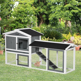 Pawhut Two-Tier Wooden Rabbit Hutch with Run Box, Slide-Out Tray & Ramp – Outdoor Small Animal House