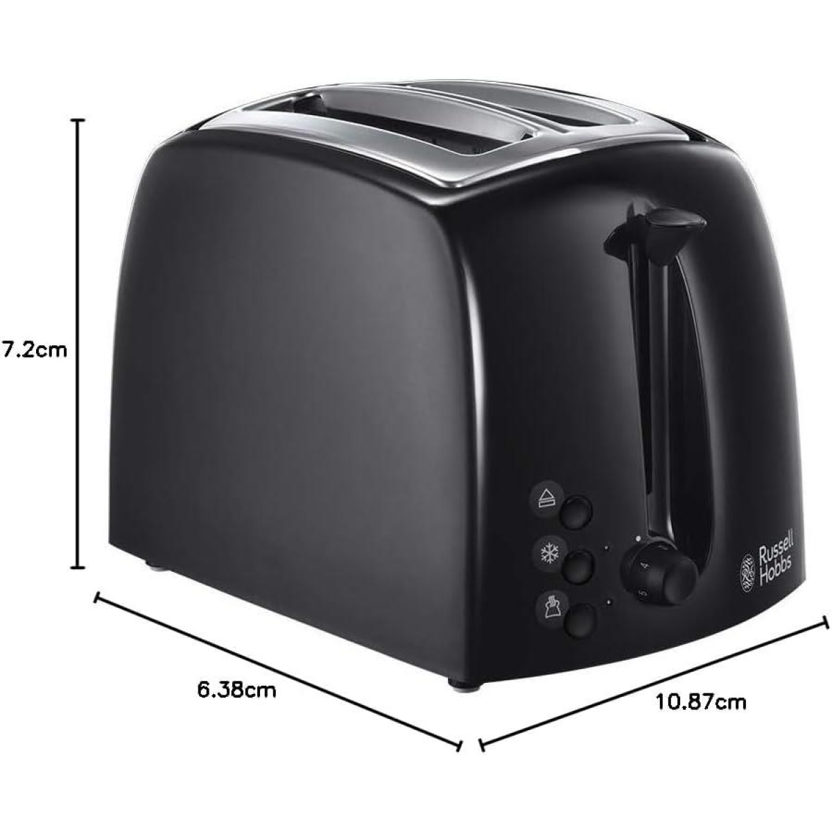 Russell Hobbs Textures 2-Slice Toaster 850W with Wide Slots & Variable Browning – Black, 21641