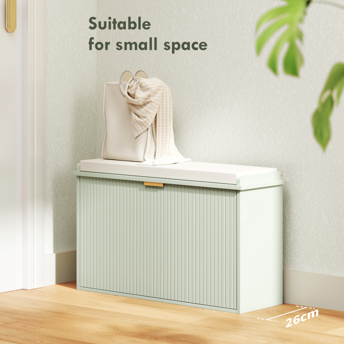 Shoe Storage Bench with Cushioned Seat & Drawer for 8 Pairs – 80cm Hallway Shoe Cabinet, Green and Beige