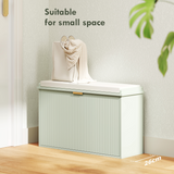 Shoe Storage Bench with Cushioned Seat & Drawer for 8 Pairs – 80cm Hallway Shoe Cabinet, Green and Beige