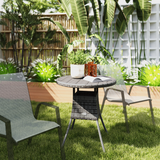 Outsunny 4-Seater Outdoor Dining Table with WPC Slatted Top and Steel Frame – Garden Patio Table, Grey