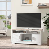 HOMCOM White TV Stand for TVs up to 42" with Storage Cabinets & Open Shelves – Modern Media Unit
