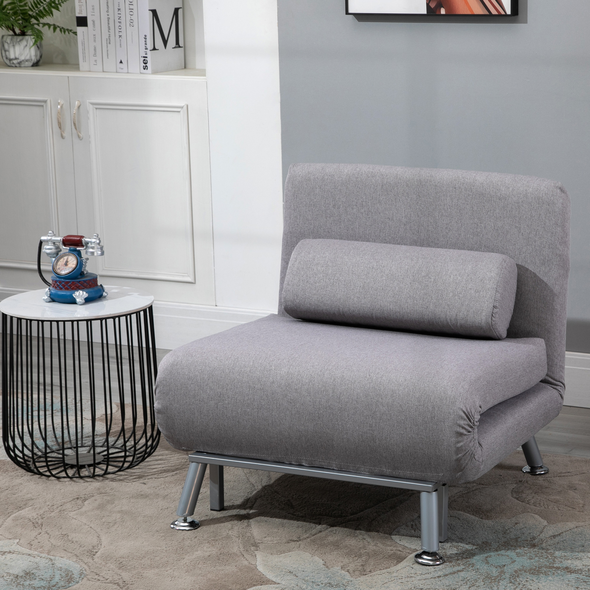 HOMCOM chair bed unfolded into a guest bed