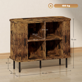 Mid-Century Sideboard with Slatted Tambour Sliding Doors – Kitchen & Hallway Storage Cabinet, Rustic Brown