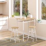 HOMCOM 3-Piece Bar Height Dining Set with Table and Two Stools – Compact Breakfast Nook Furniture, White & Oak