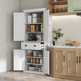 HOMCOM Freestanding Kitchen Cabinet with Slide-Out Drawer, Cupboards & Adjustable Shelves – Pantry Storage, White