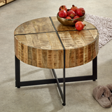 Surrey Solid Mango Wood Coffee Table with Inlaid Metal Legs – Handmade Industrial-Natural Style