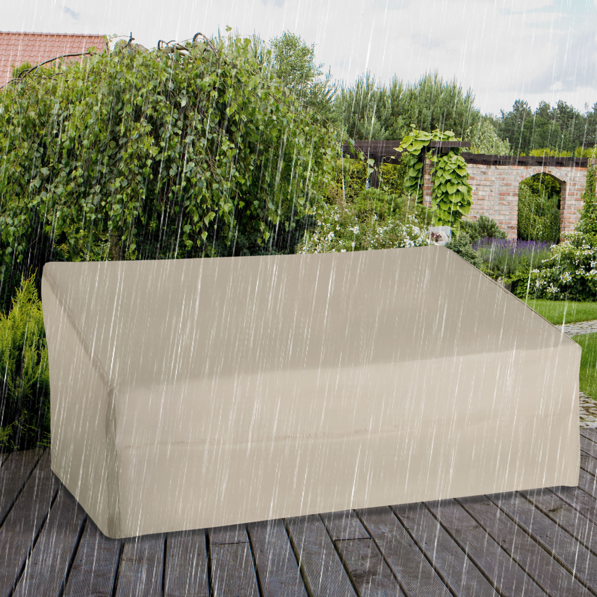 Outsunny Waterproof Furniture Cover for 3 Seat Sofa, 218 x 111 x 101 cm – PVC-Coated Oxford Fabric, Beige