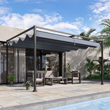 Outsunny 4 x 3m Metal Pergola with Retractable UV-Resistant Canopy – Patio Sun Shelter Gazebo, Grey