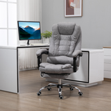 Vinsetto Heated Massage Office Chair with 6 Vibration Points & Footrest – Reclining Home Office Chair, Grey