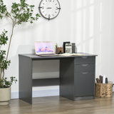 HOMCOM Computer Desk with 3 Drawers – Home Office Workstation with High Gloss Finish, Grey