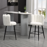 HOMCOM Faux Cashmere Breakfast Bar Stools with Backs & Footrests – Set of 2, Cream