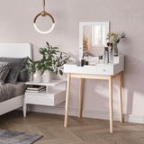 HOMCOM Dressing Table Desk with Flip-Up Mirror & 2 Storage Drawers – Bedroom Vanity and Writing Desk, White