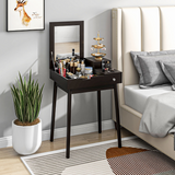 HOMCOM Dressing Table with Flip-Up Mirror and 2 Drawers – Vanity Makeup Desk and Writing Desk, Black