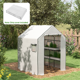 Outsunny Walk-in Greenhouse Replacement Cover with Roll-up Door & Mesh Windows – PE Cover Only, White