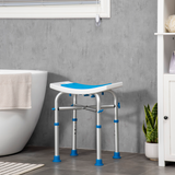 HOMCOM Adjustable Shower Stool with Padded Seat & Suction Foot Pads – Aluminium Bath Seat for Seniors