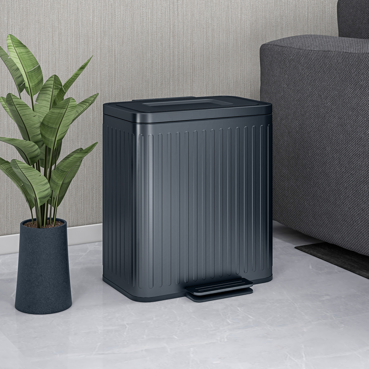 HOMCOM 2 x 20L Double Pedal Bin with Soft-Close Lid and Removable Inner Buckets – Kitchen Rubbish Bin, Black