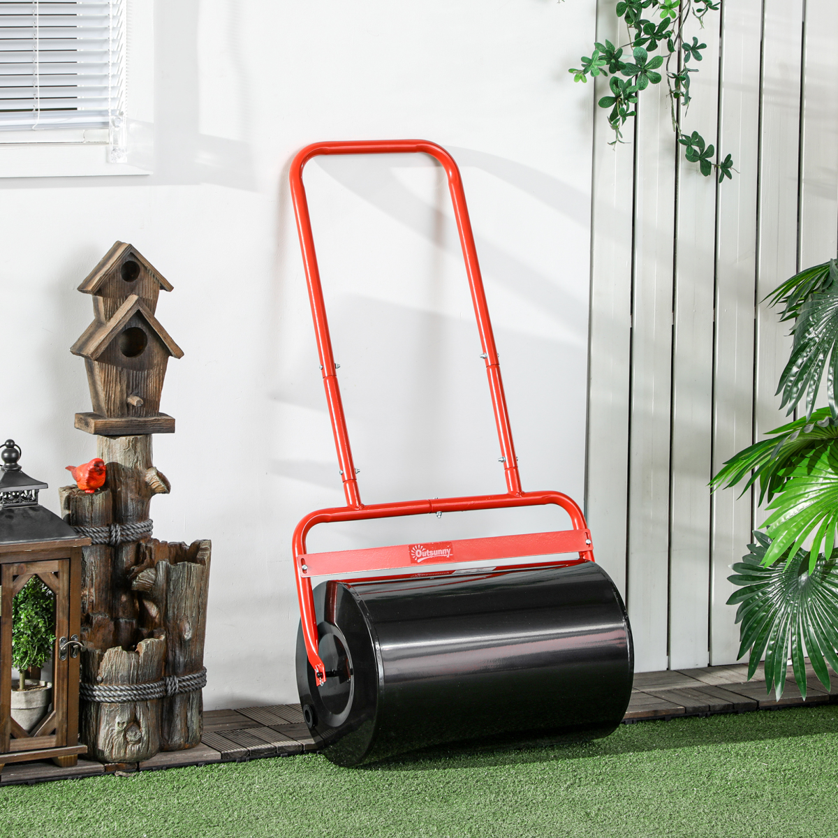 Outsunny Combination Push/Tow Lawn Roller with 38L Sand or Water Fill – Steel Garden Roller