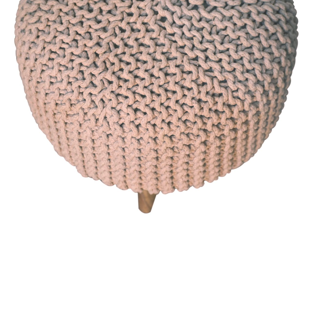 Artisan Furniture Keeva Round Footstool with Woven Top & Oak-Ish Nordic Legs – Light, Compact Seat, Beige