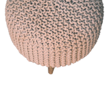 Artisan Furniture Keeva Round Footstool with Woven Top & Oak-Ish Nordic Legs – Light, Compact Seat, Beige